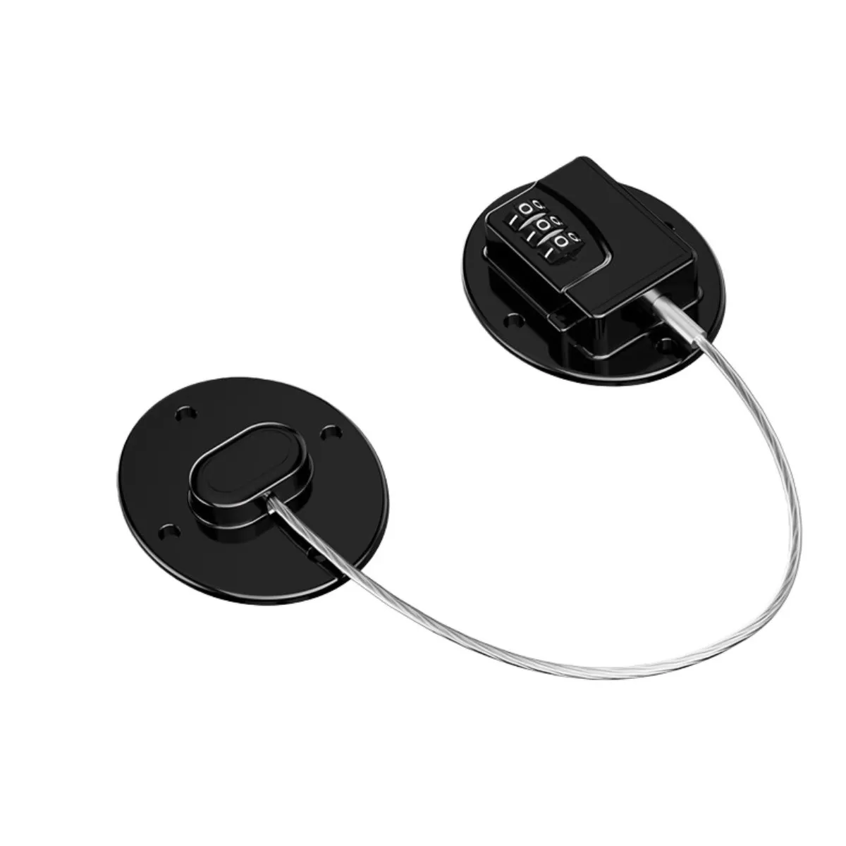 INF Låsbart kylskåpslås utan borrning - Oval Förlängd 30cm för barnsäkerhet och säkerhet Svart