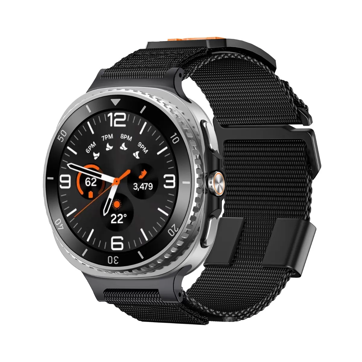 INF Nylonflätat Sportband Kompatibelt med Samsung Watch 8 - Svart