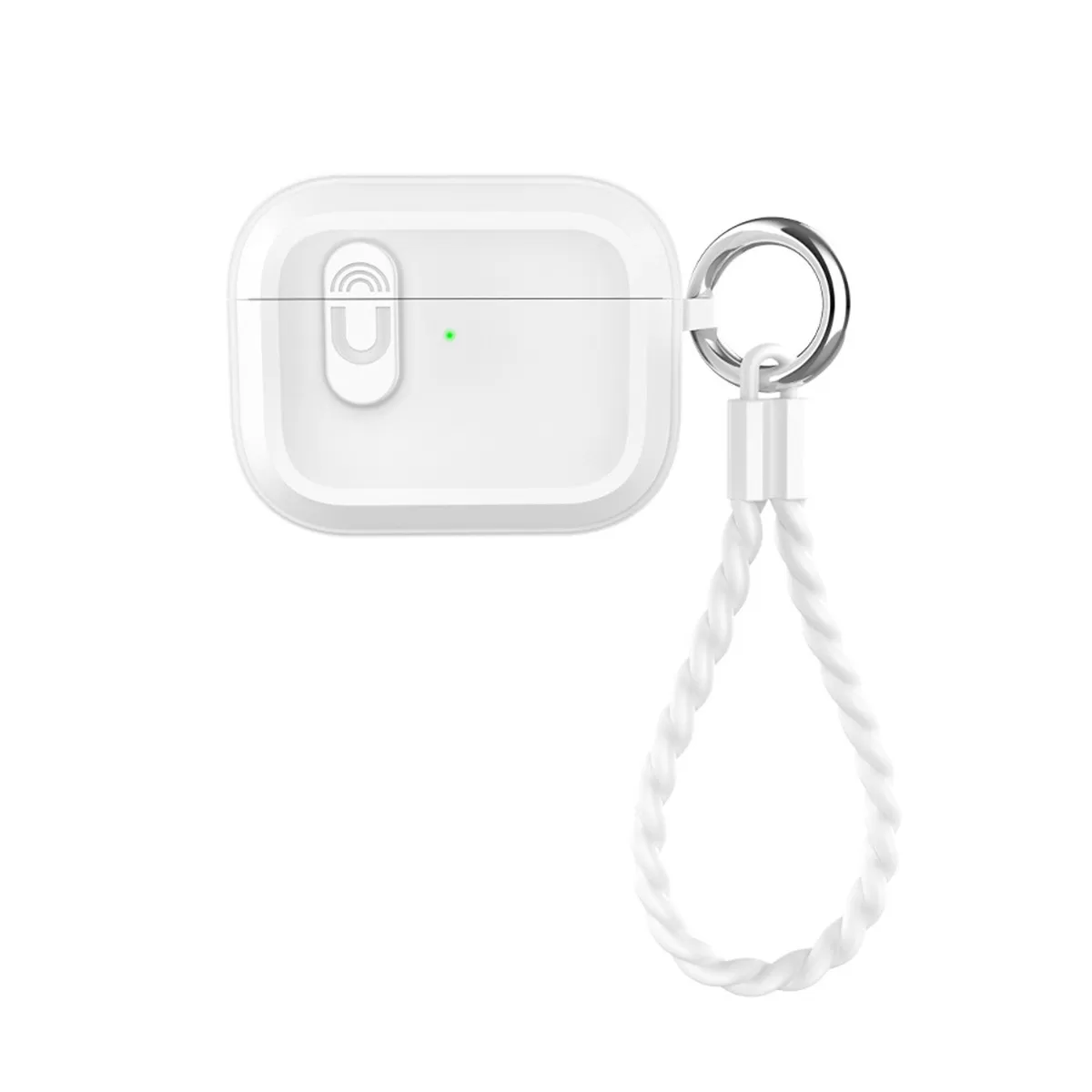 INF Bluetooth-hörlurskydd kompatibelt med Airpod4 magnetiskt skydd med nyckelbandsrem, silikon stötabsorberande fodral Vit