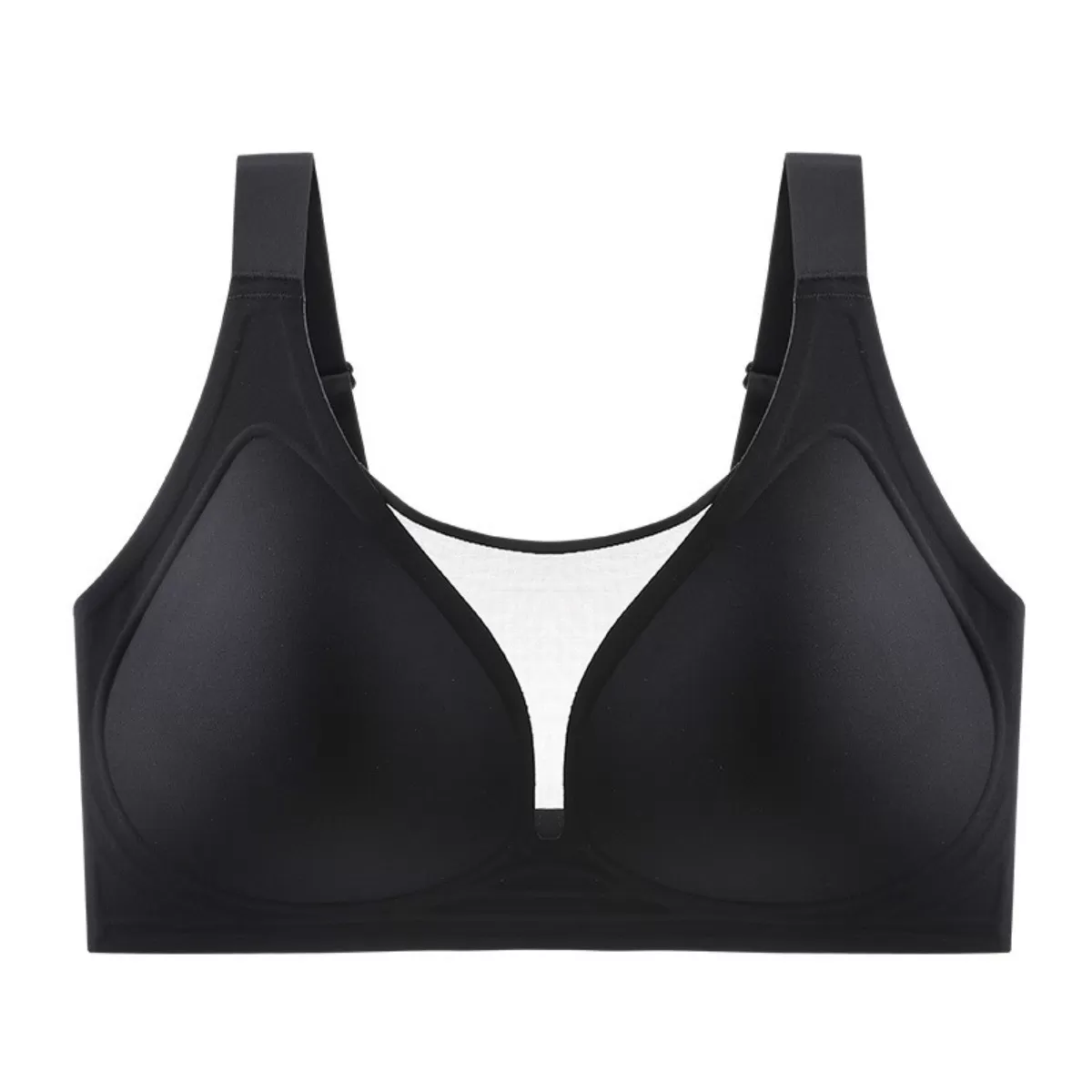 INF Sömlös Push-Up-bh för stor byst med breda axelband och mesh-vest - XL/38CDEF/40B Svart