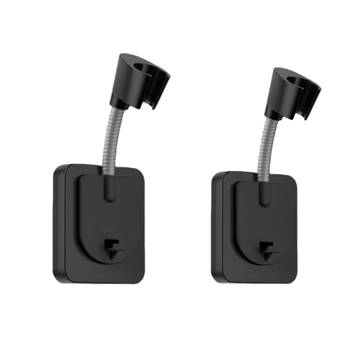 INF Justerbar borrfri duschhållare 2-pack - Universell 4/5" kontakt, fler-vinkel ABS x silikon fäste Svart