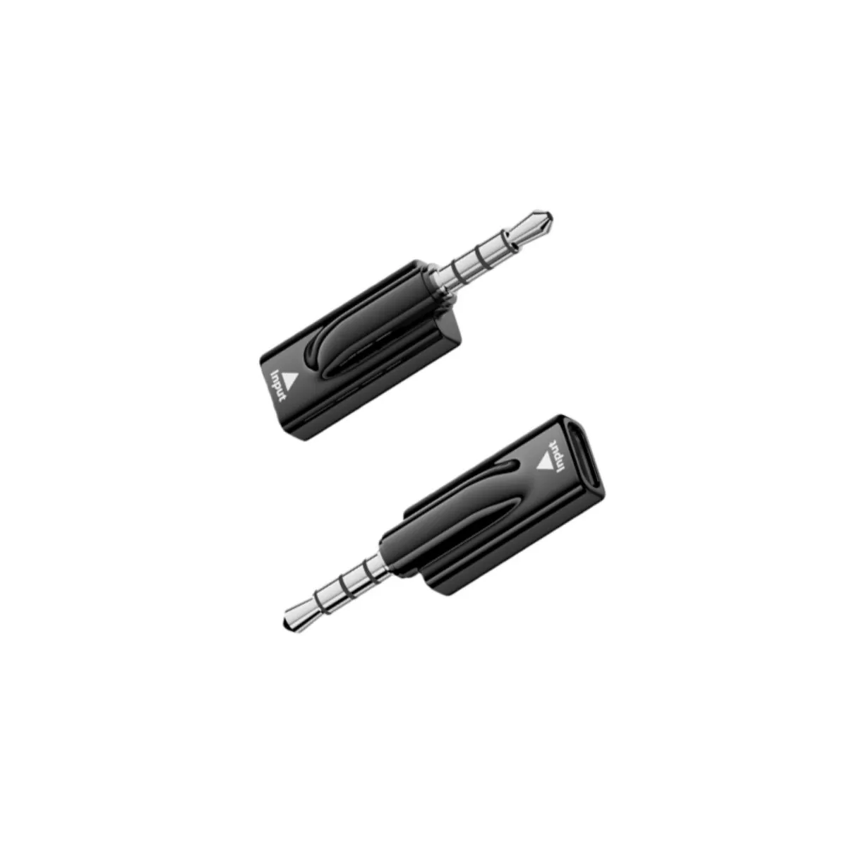INF 3,5 mm hane till USB-C hona ljudadapter med DAC-chip - Dubbla adaptrar, 16bit/48KHz, 40mW utgång, svart