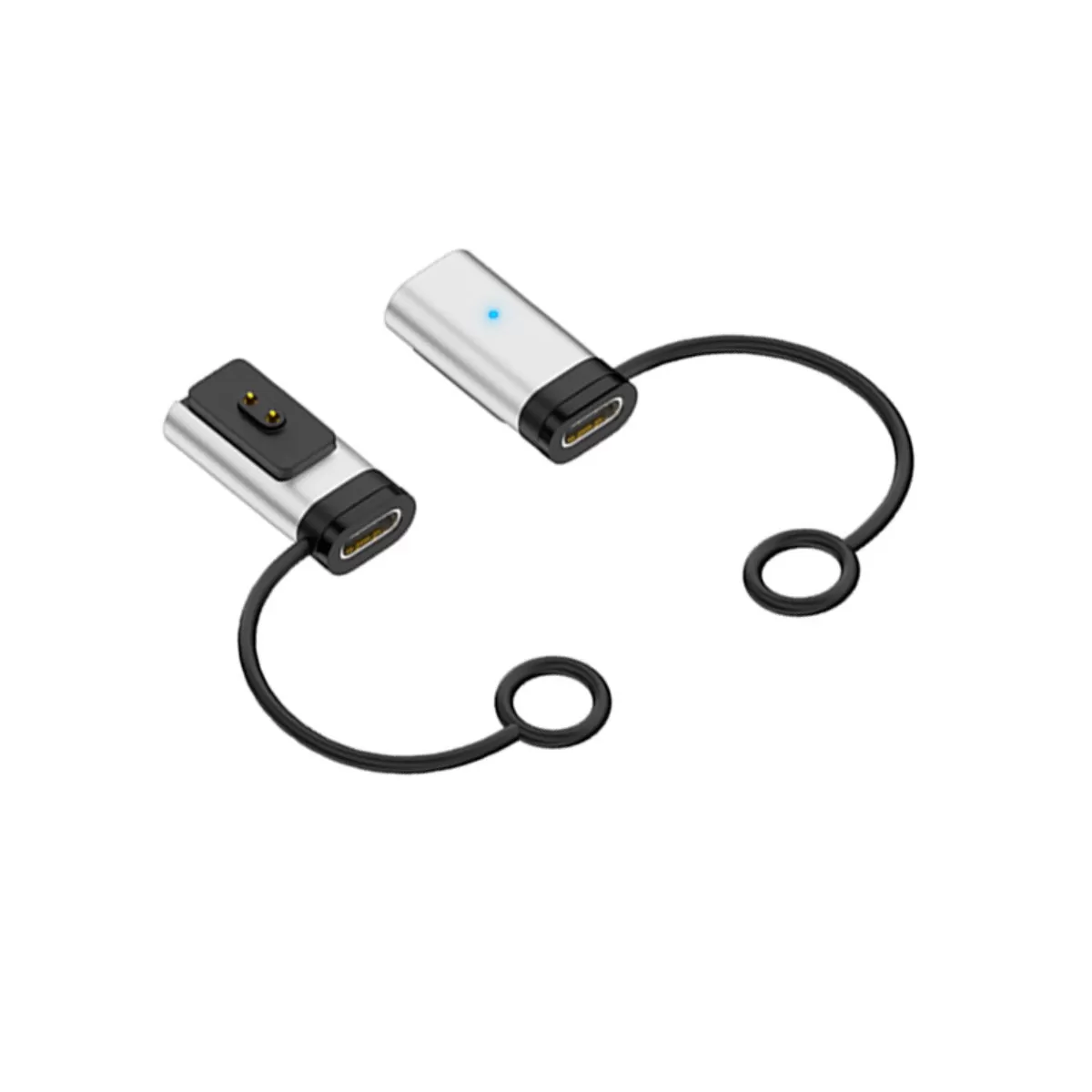 INF Type-C magnetisk laddadapter kompatibelt med Xiaomi och kompatibelt med Redmi band och klockor - 2-pack aluminiumomvandlare Silver