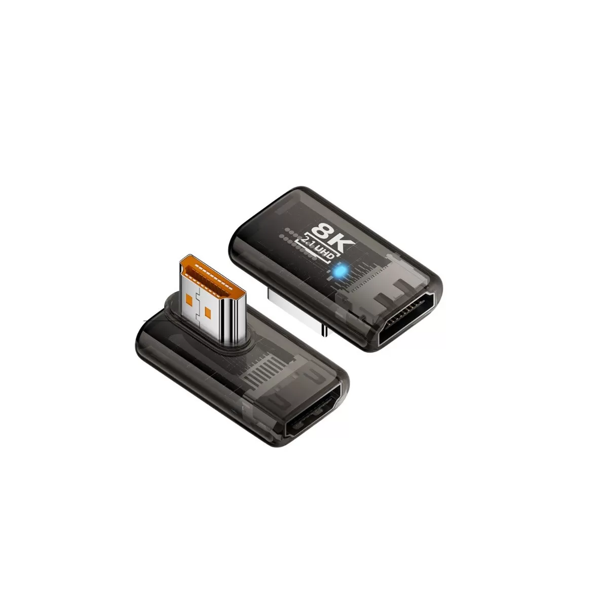 INF 8K 60Hz HDMI 2.1-adapter UHD hona till hane 90 graders vänstervinkelkontakt för PC och skärm - 3-pack Svart