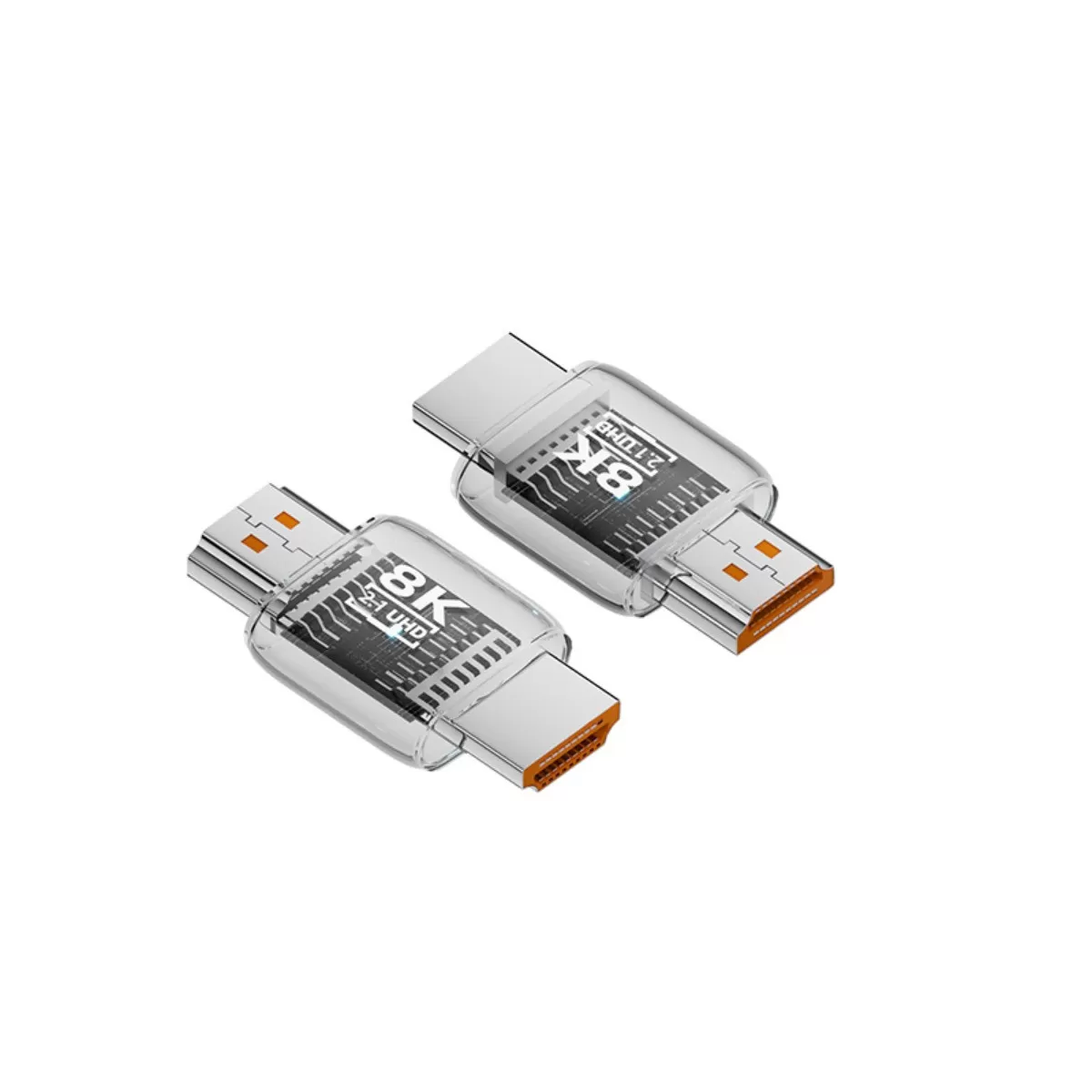 INF UHD HDMI 2.1-adapter hane-till-hane (3-pack) - 8K 60Hz, 180° rak HDTV-kontakt, transparent ABS
