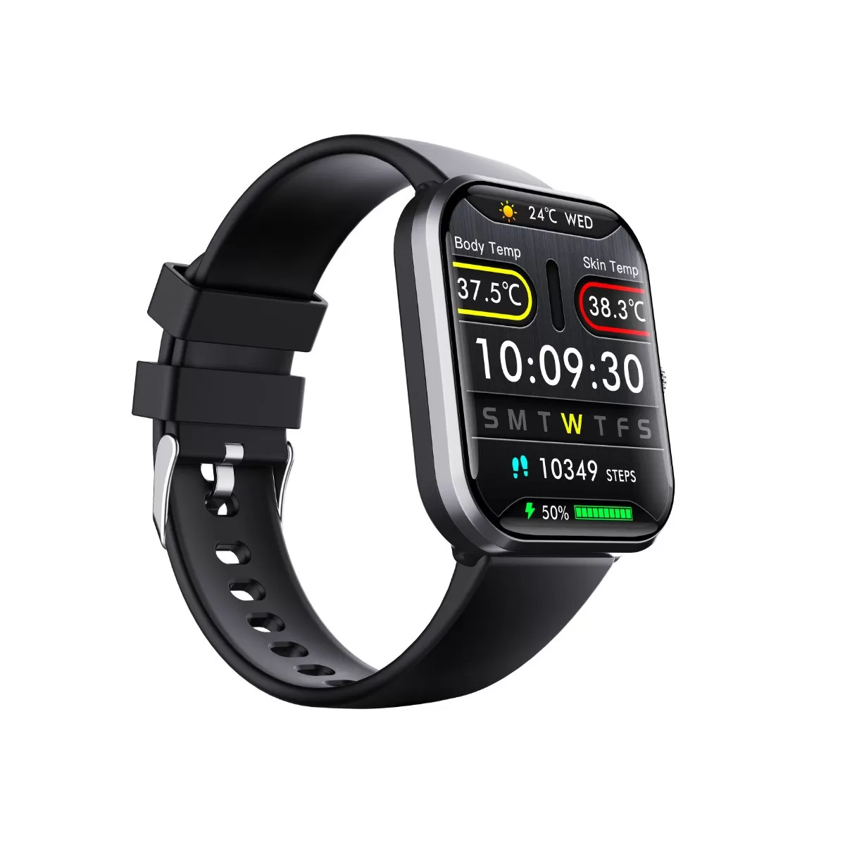 INF Smartwatch Black Vinyl - Hälsomätning, 108 sportlägen, IP67, Bluetooth 5.3, kompatibelt med iOS/Android/HarmonyOS
