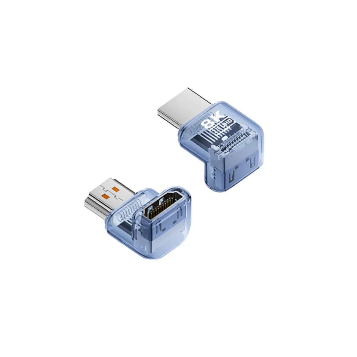 INF 8K 60Hz UHD HDMI 2.1 male kompatibelt med female adapter 90-graders vertikal böj för monitor och TV - 3-pack Blå