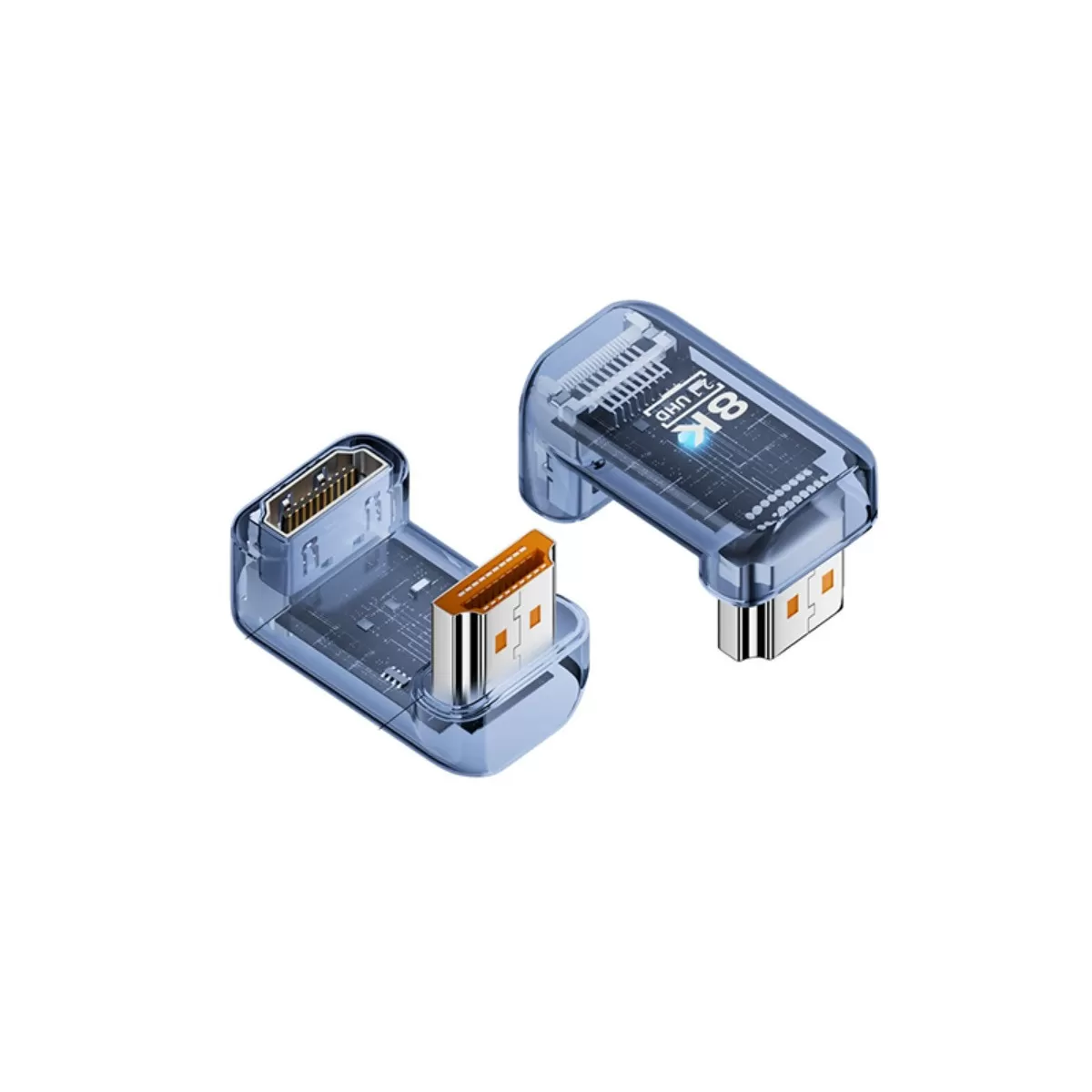 INF 8K UHD 2.1 Female to Male U-Shaped Adapter 180 Degree Angle Connector för dator, bildskärm och TV - 3-pack Blå