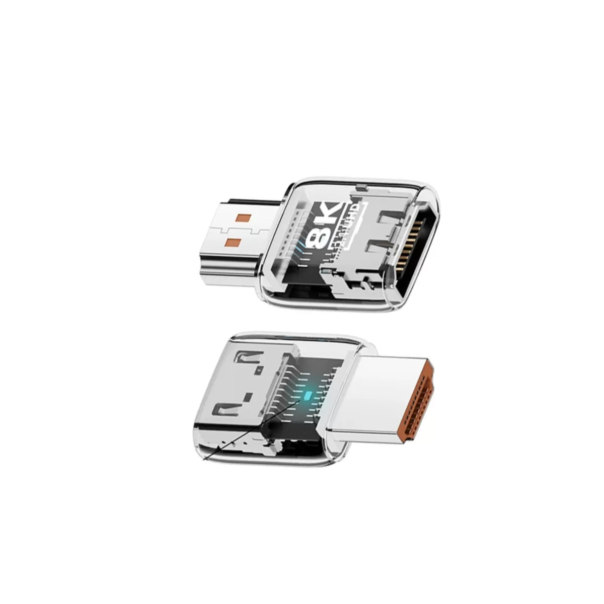 INF 8K UHD HDMI 2.1 kvinna till hane rak adapter - 3-pack för PC, monitor och TV Transparent