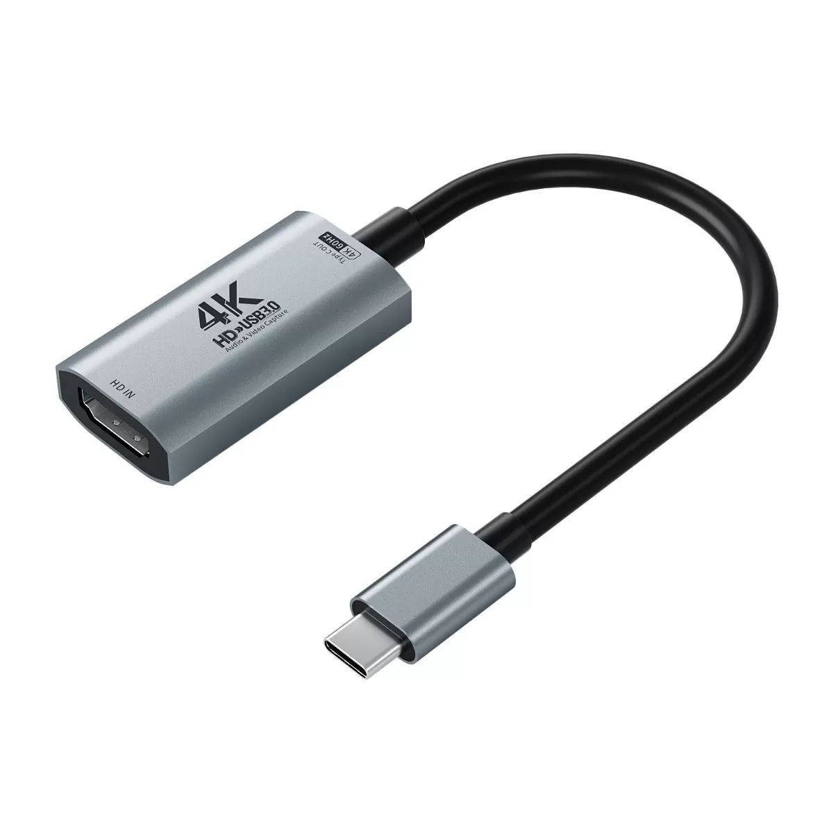 INF HD/F till Type C/M (U3) 4K60 HDMI Video Capture Card - Hög hastighet Plug-and-Play Aluminium USB-C Adapter