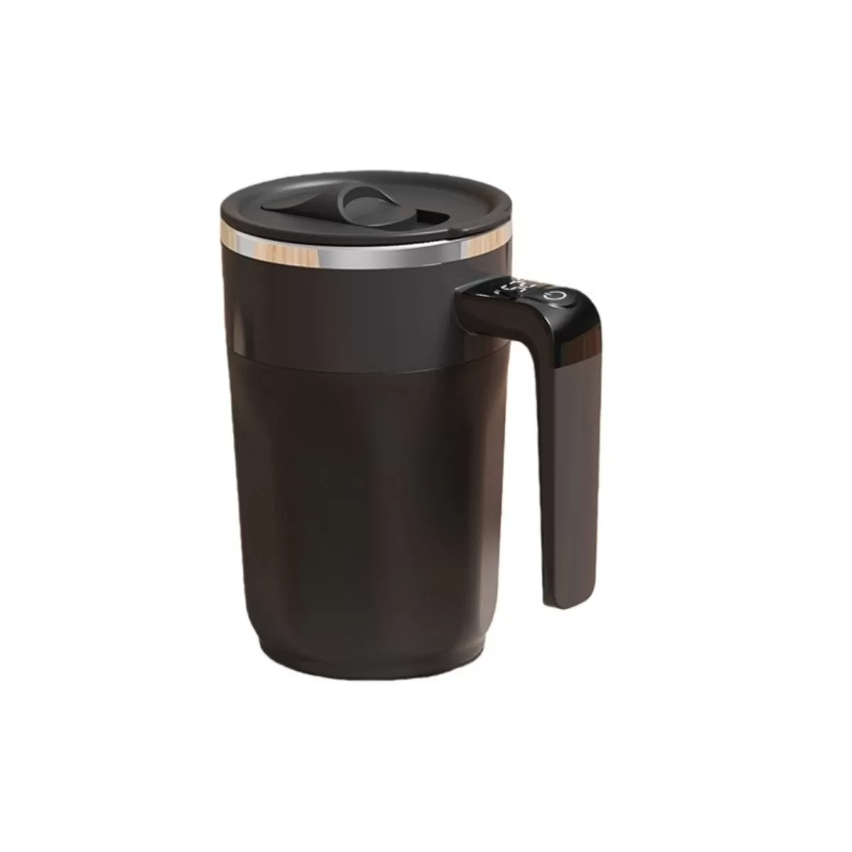 INF Självblandande resekaffe-mugg 400ML med temperaturskärm, uppladdningsbar Type-C, 316 rostfritt magnetisk omrörare Svart