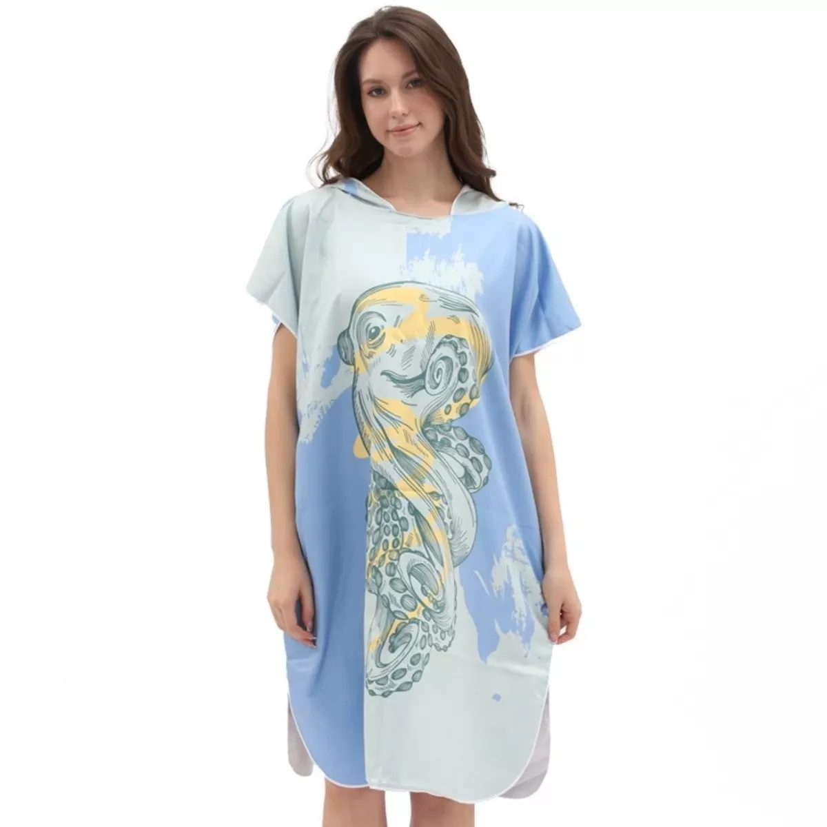 INF Adult Quick-Dry Microfiber Poncho - Wearable Changing Robe Beach Towel for Swimming, Diving and Hot Springs