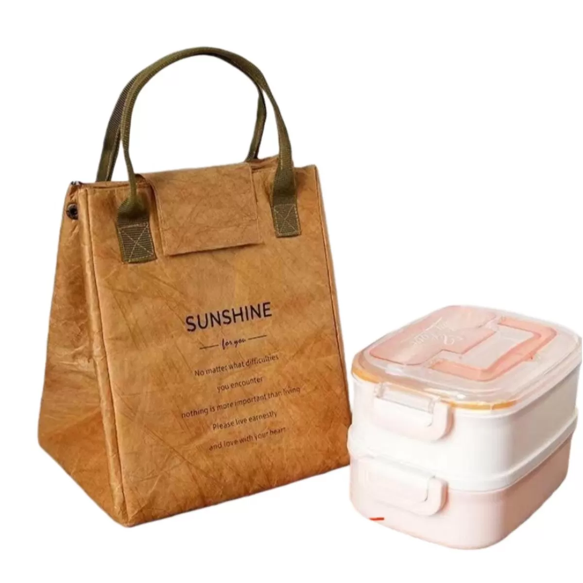 INF DuPont Paper Isolerad Lunchväska kompatibelt med Tyvek - Foliefodrad Lättvikts Termoväska, 21x20x18cm Brun