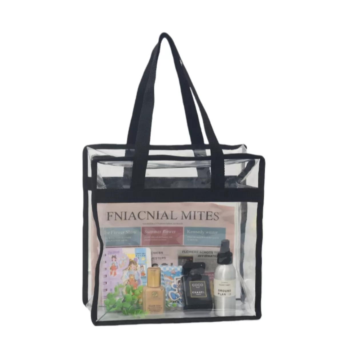 INF Transparent PVC Toiletry & Makeup Bag (Black) - 30.5 x 30.5 x 15 cm, Waterproof Travel Organizer