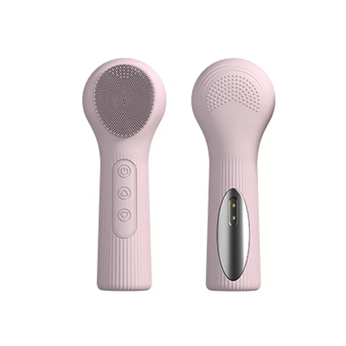 INF Dual-Sided Warming Silicone Facial Cleansing Brush - 45°C Heated Sonic Face Cleanser with Magnetic Charging Rosa