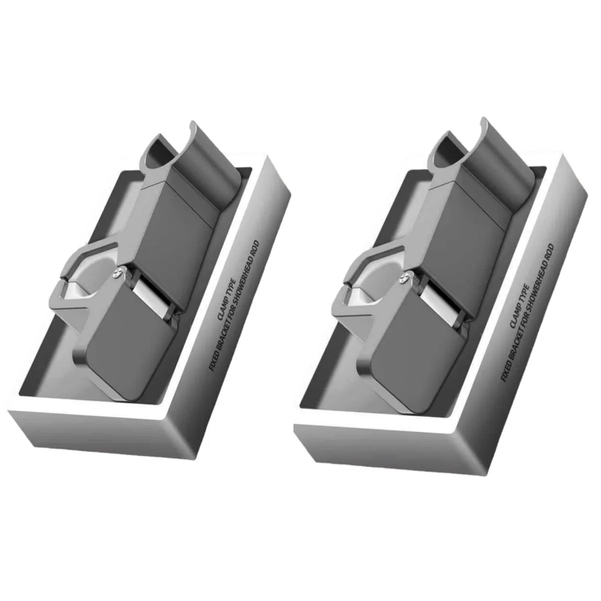 INF 2-pack universal clamp-on shower head holder för 24-34mm stavar med justerbar vinkel och enkel clip-installation Grå