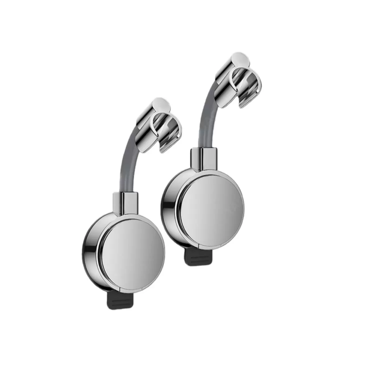 INF Dual Strong-Suction Shower Holder 2-Pack, 720° Adjustable Universal ABS Shower Bracket Silver