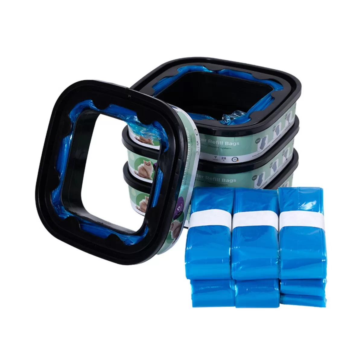 INF Biologiskt nedbrytbara påsfyllningar för blöjhink kompatibelt med Diaper Genie kompatibelt med Angelcare | Antibakteriell L