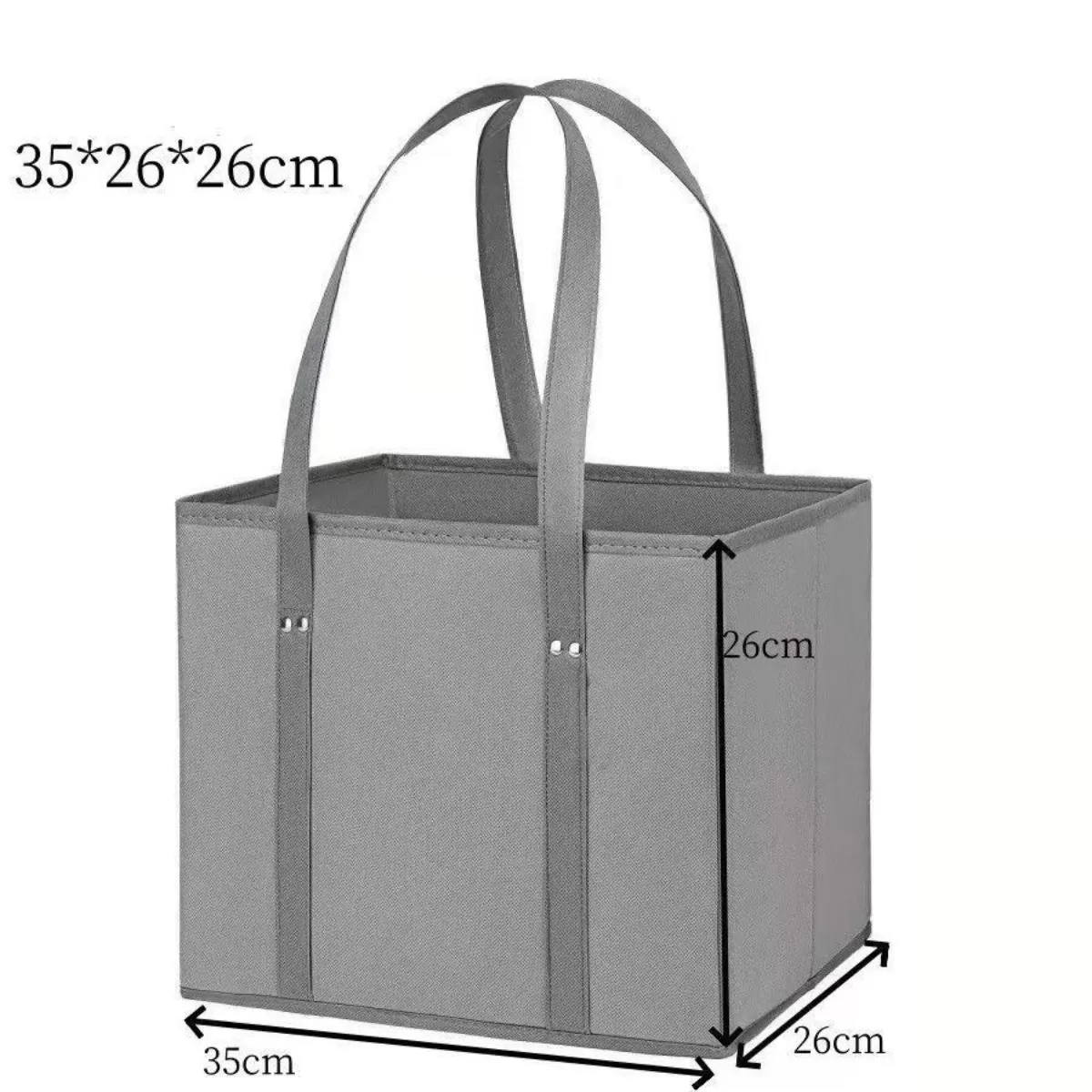 INF Hopfällbar icke-vävd förvaringsbox - Grå organiserare med förstärkt botten, handtag, 35cm x 26cm x 26cm