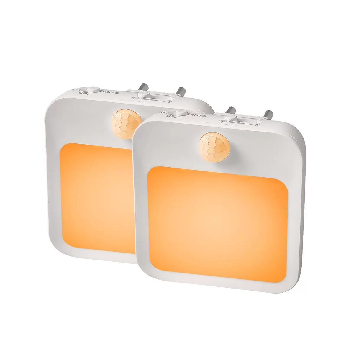INF Rörelsesensor Nattlampa 2-pack EU-plugg 0.6W - Steglös dimning, 3-läge Varm 2700-3000K Orange