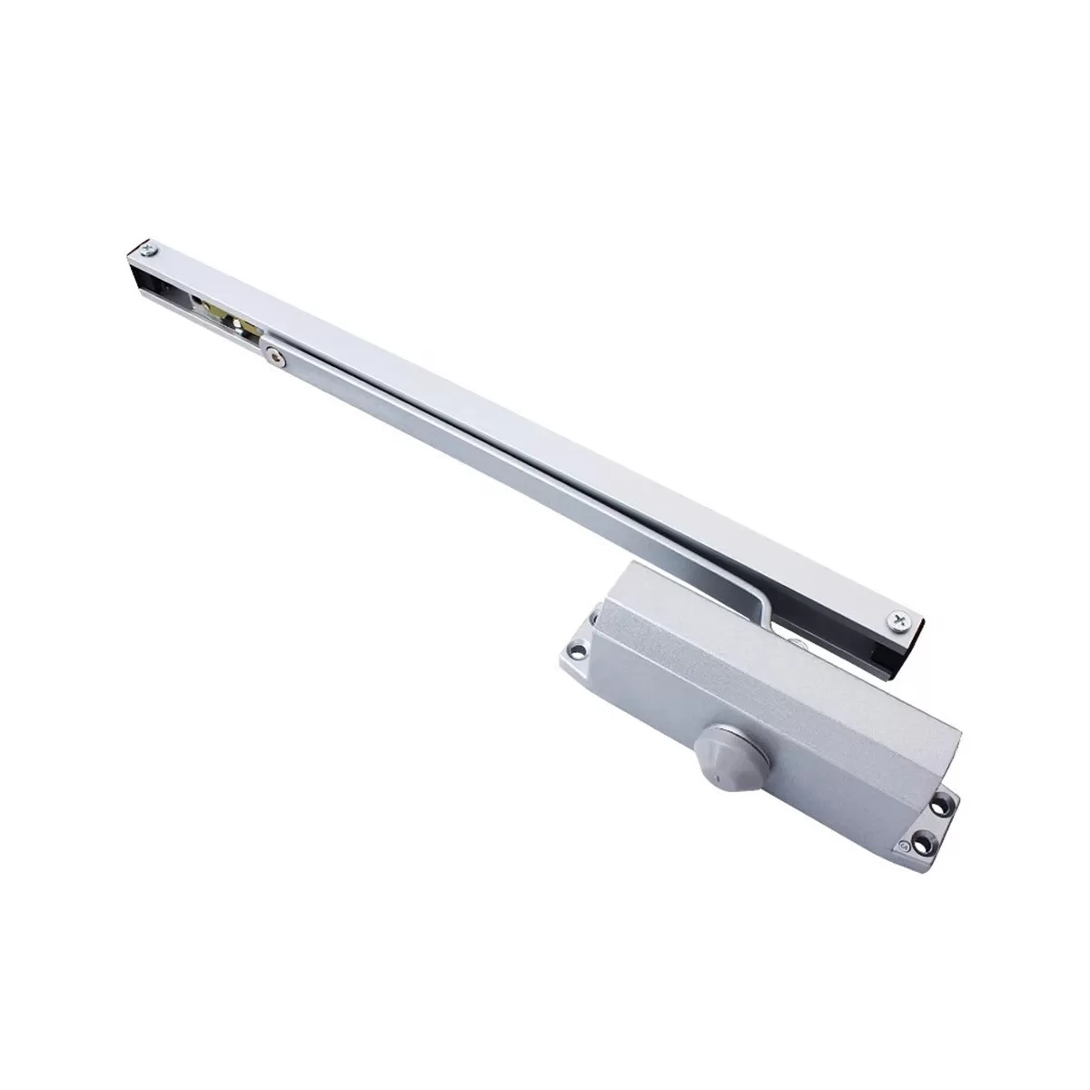 INF Hydraulisk dörrstängare med glidskena - Justerbar stängningshastighet och kraft, Flervinklad dörrhållare, Aluminium