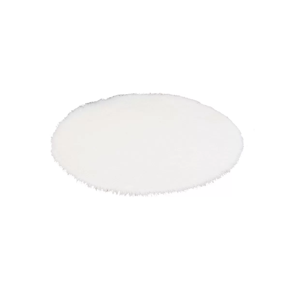 INF Rund långluggig plyschmatta - rund polyestermatta med tjock silkeslen lugg och halkfri baksida, flera färger Vit Stor