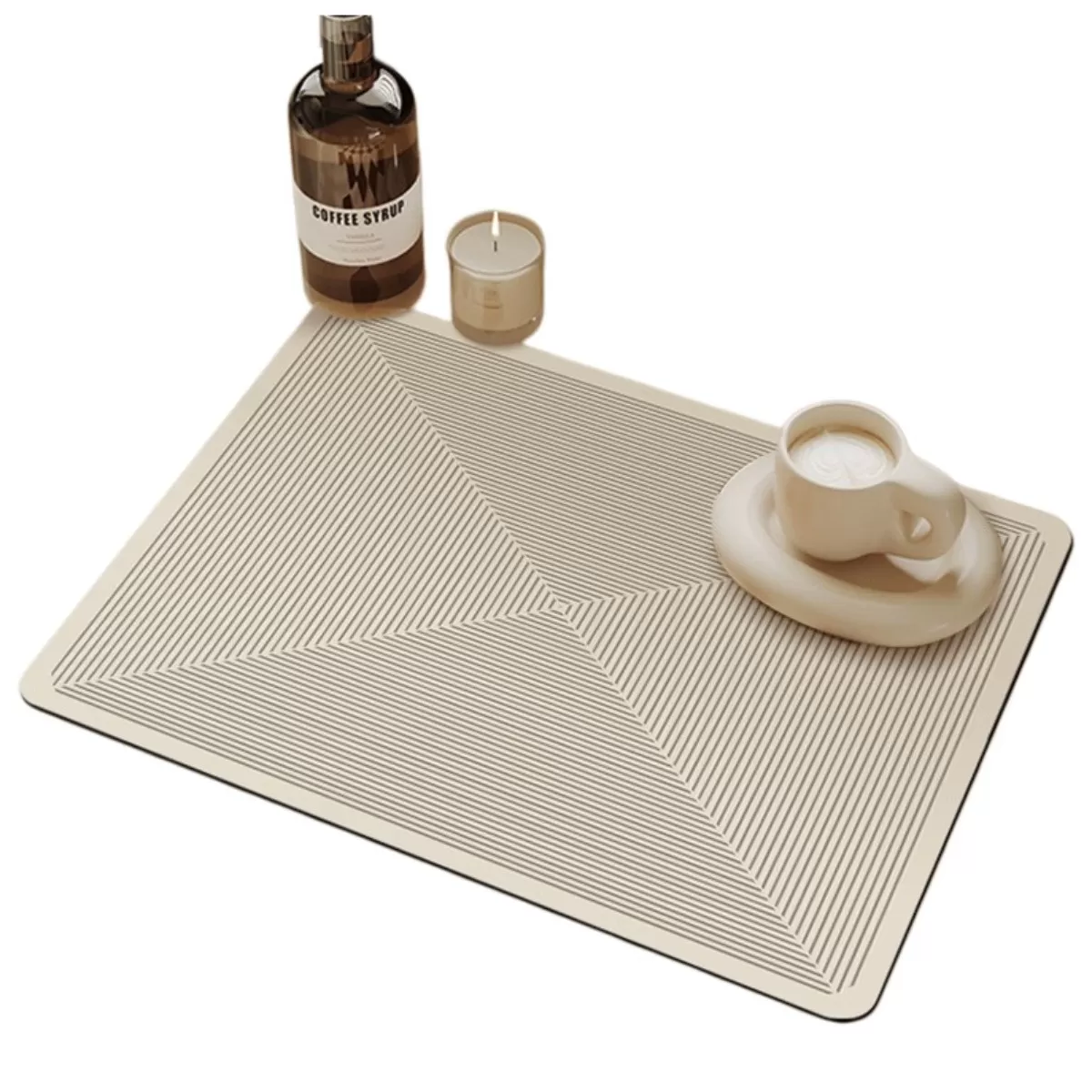 INF Köksavloppsmatta 40cm x 50cm x 0.35cm – Absorberande, värmeisolerande tech-tyg och halkfri matta för kaffemaskiner och