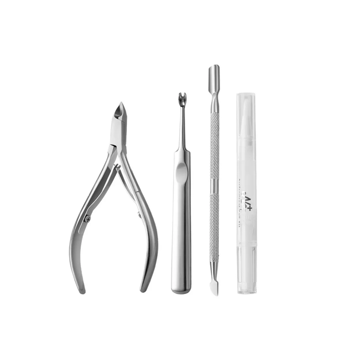 INF 4-delars nagelvårdsset i rostfritt stål 14-blad (inkl. fodral) - Silver nagelbandsklippare och nagelverktyg