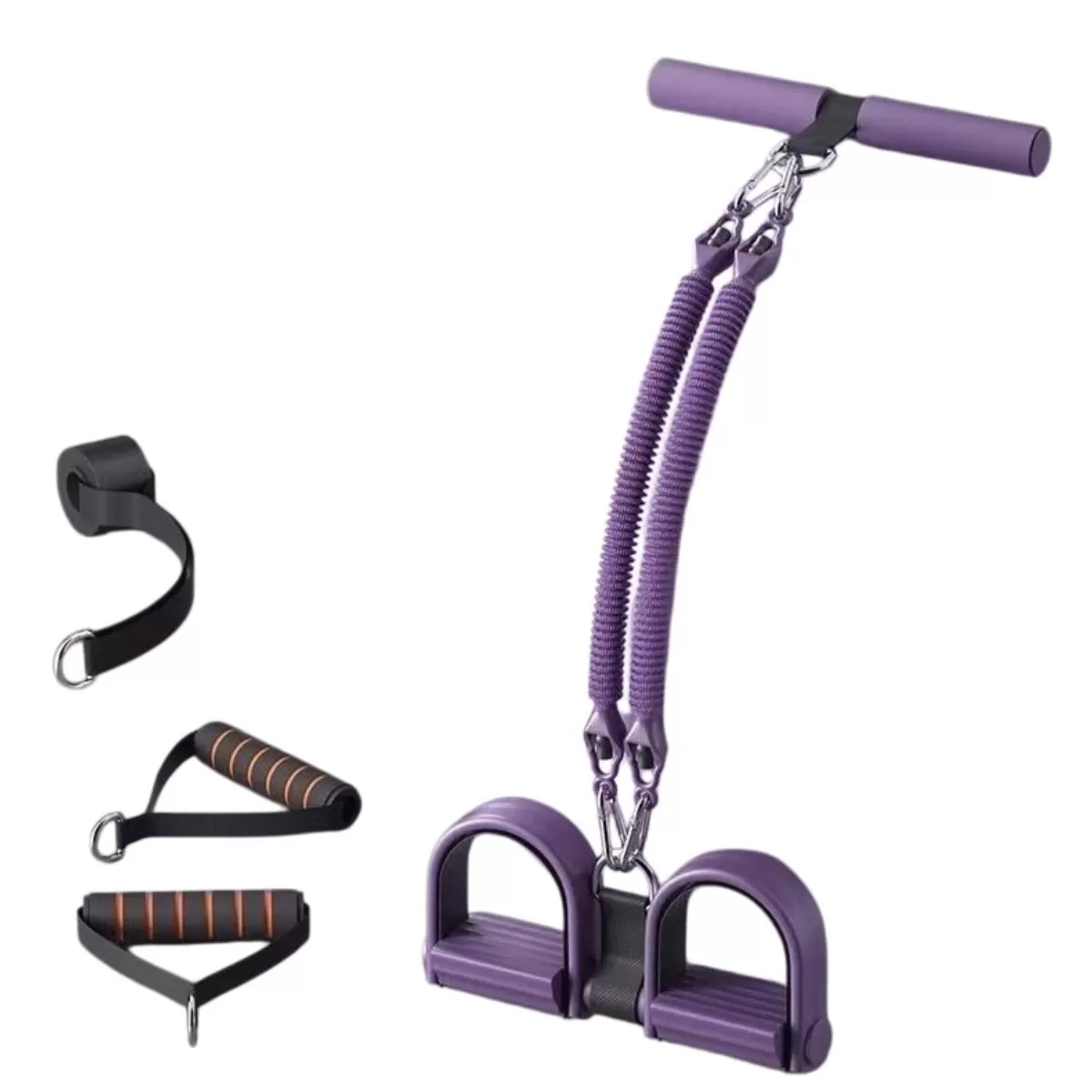 INF Motståndsband för pedal – 4-strängad latex, sit-up-assistans och hemtränare för ben, lila 50 lbs