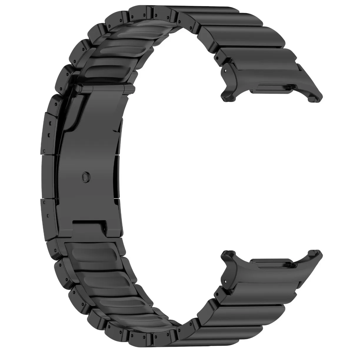 INF Universellt klockarmband i titanstål med DLC-förstärkt skydd, titanstål + gummi, viklås, 18.5cm x 2.2cm Svart