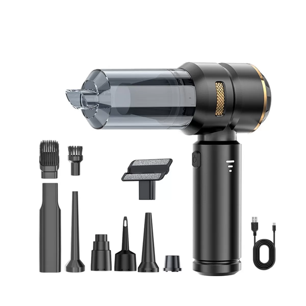 INF Handhållen borstlös bilsugare med Type-C snabbladdning, batterinivåindikator, tre batterier, 11.1V