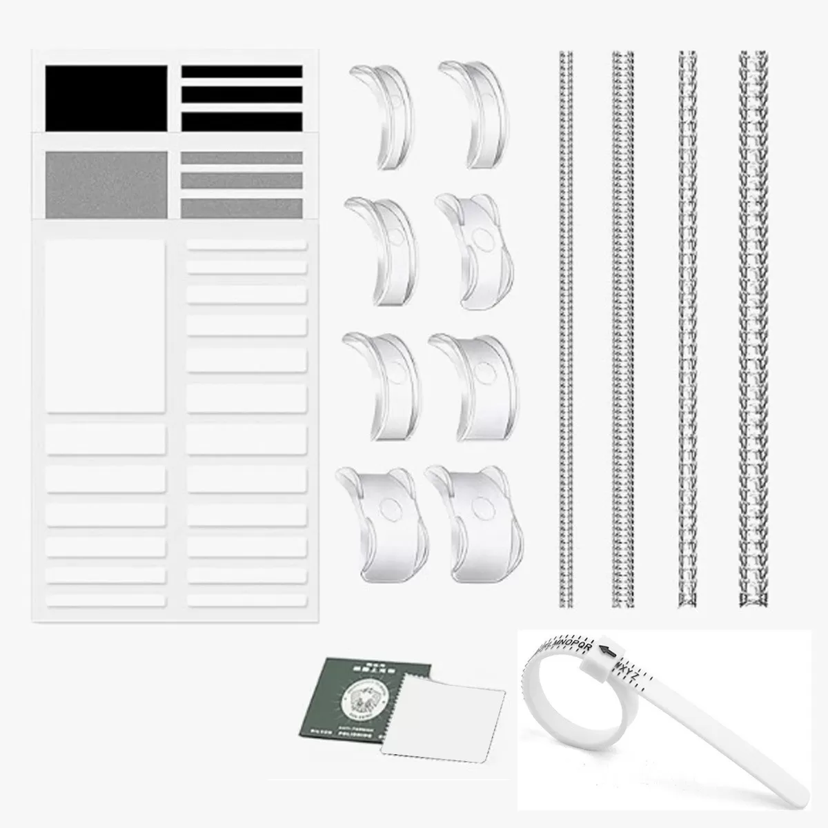 INF Osynligt silikonspiral-ringjusteringsset 17 delar - Transparent TPU+PC spiraljusterare för enkel DIY-storleksändring