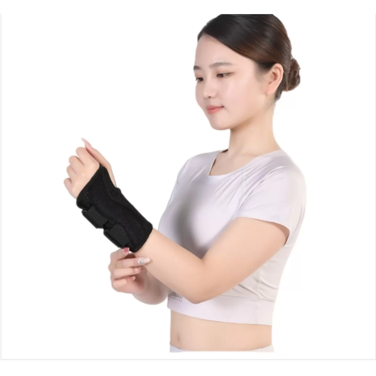INF Vänster Hand Ensidig Handledsortos L - EVA Kompressionsstöd för Stukning, Fraktur och Karpaltunnelsyndrom Svart