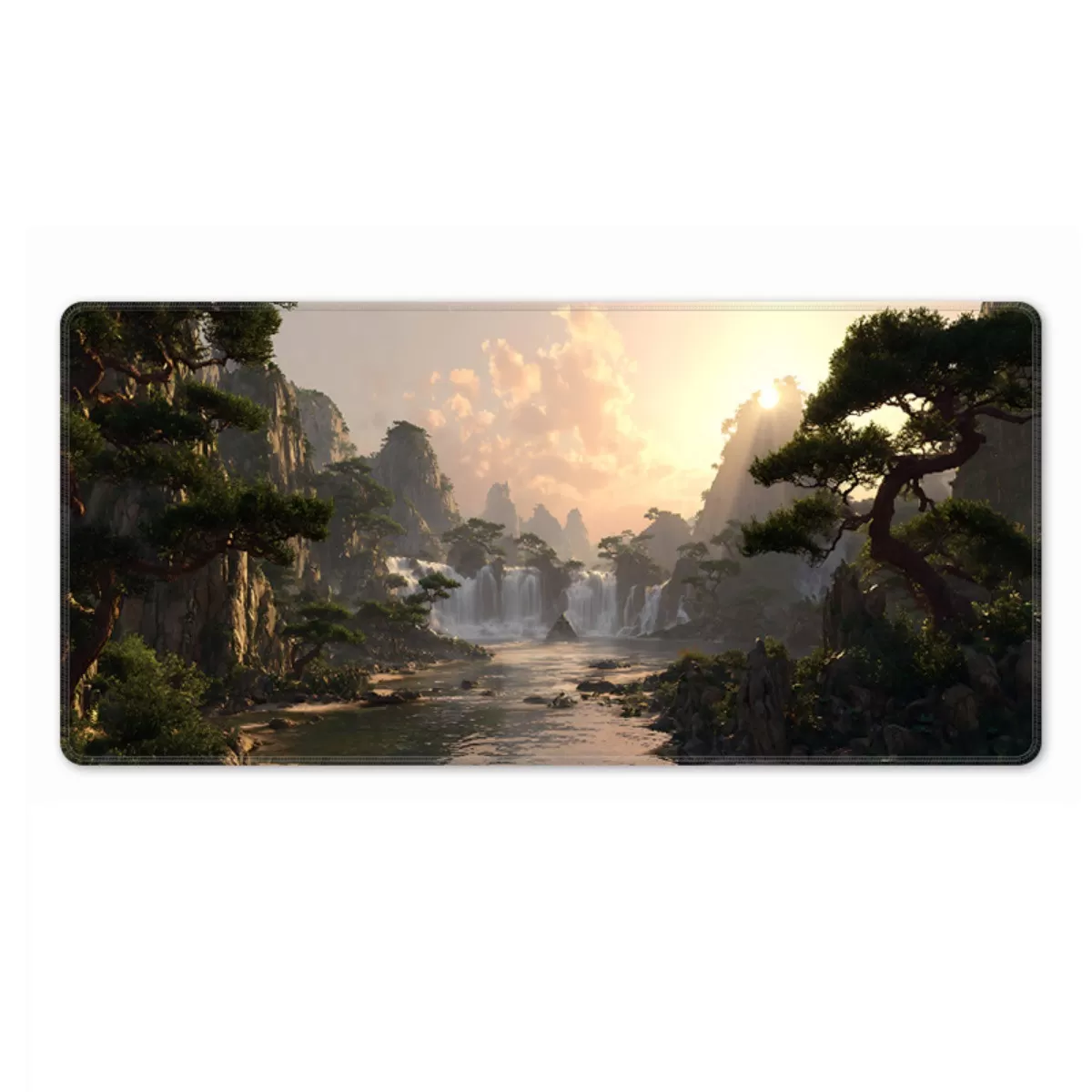 INF Stor halkfri musmatta i kinesisk stil med sydda kanter – tvättbar skrivbordsmatta i gummi och tyg, 30 cm x 60 cm x 0,3 cm