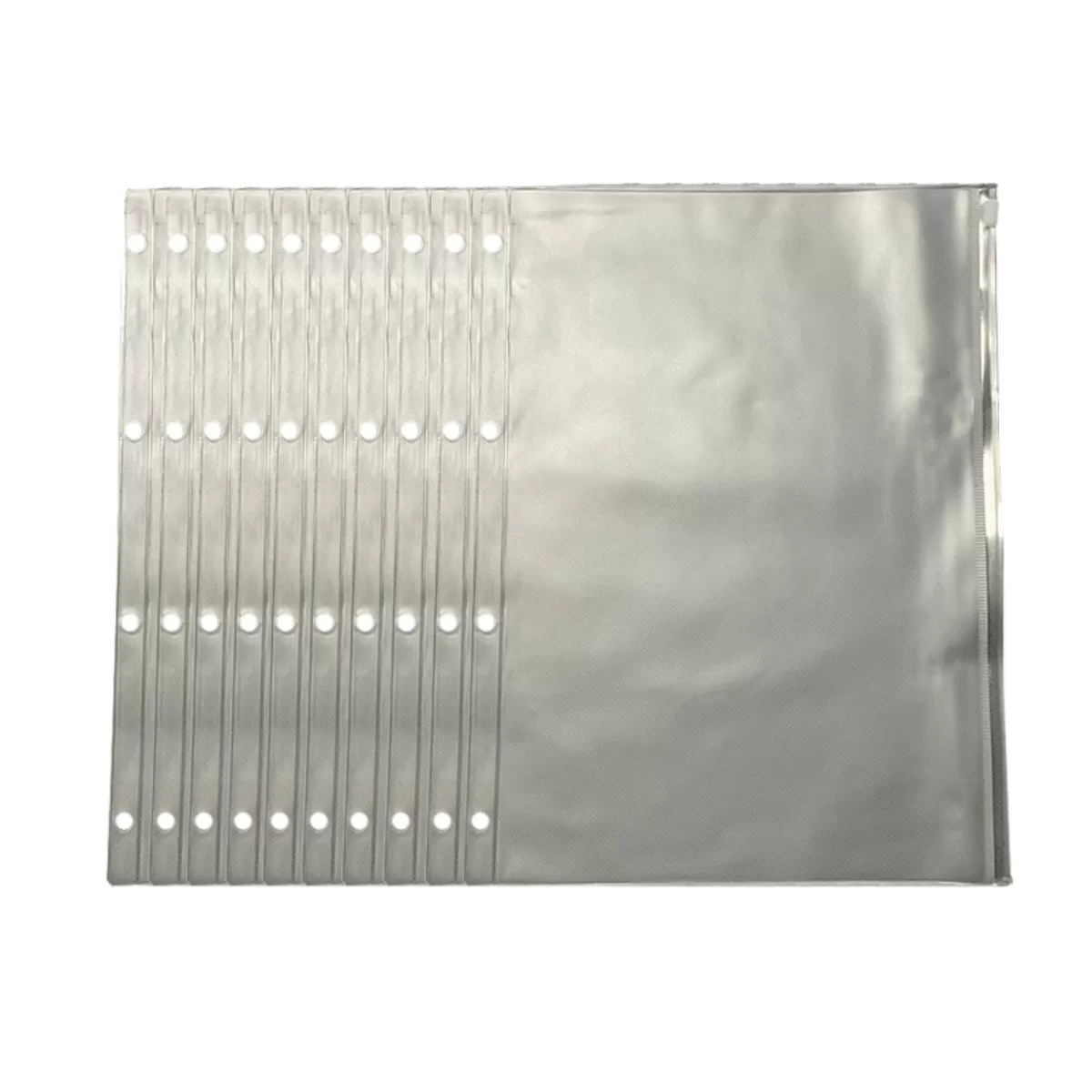 INF A4 löstagbara 4-håls blixtlåsfickor - 10-pack, transparenta PP-fickor för pärmar och kortförvaring