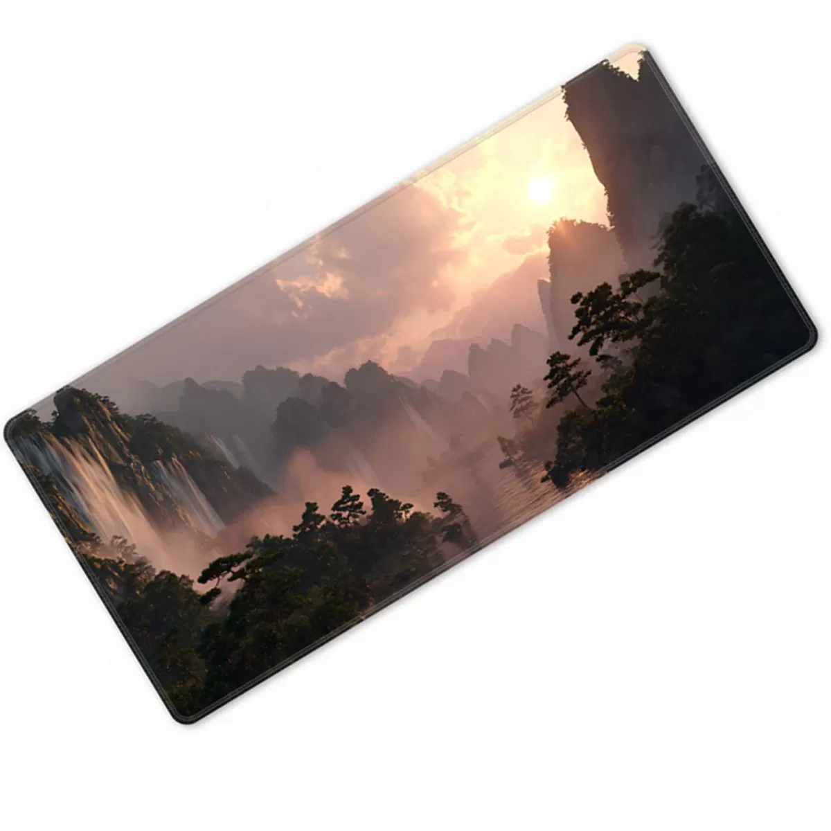 INF Musmatta i kinesisk stil - Extra stor 30cm x 80cm tygmusmatta med gummibas, sydd kant, antihalk, tvättbar skrivbordsmatta