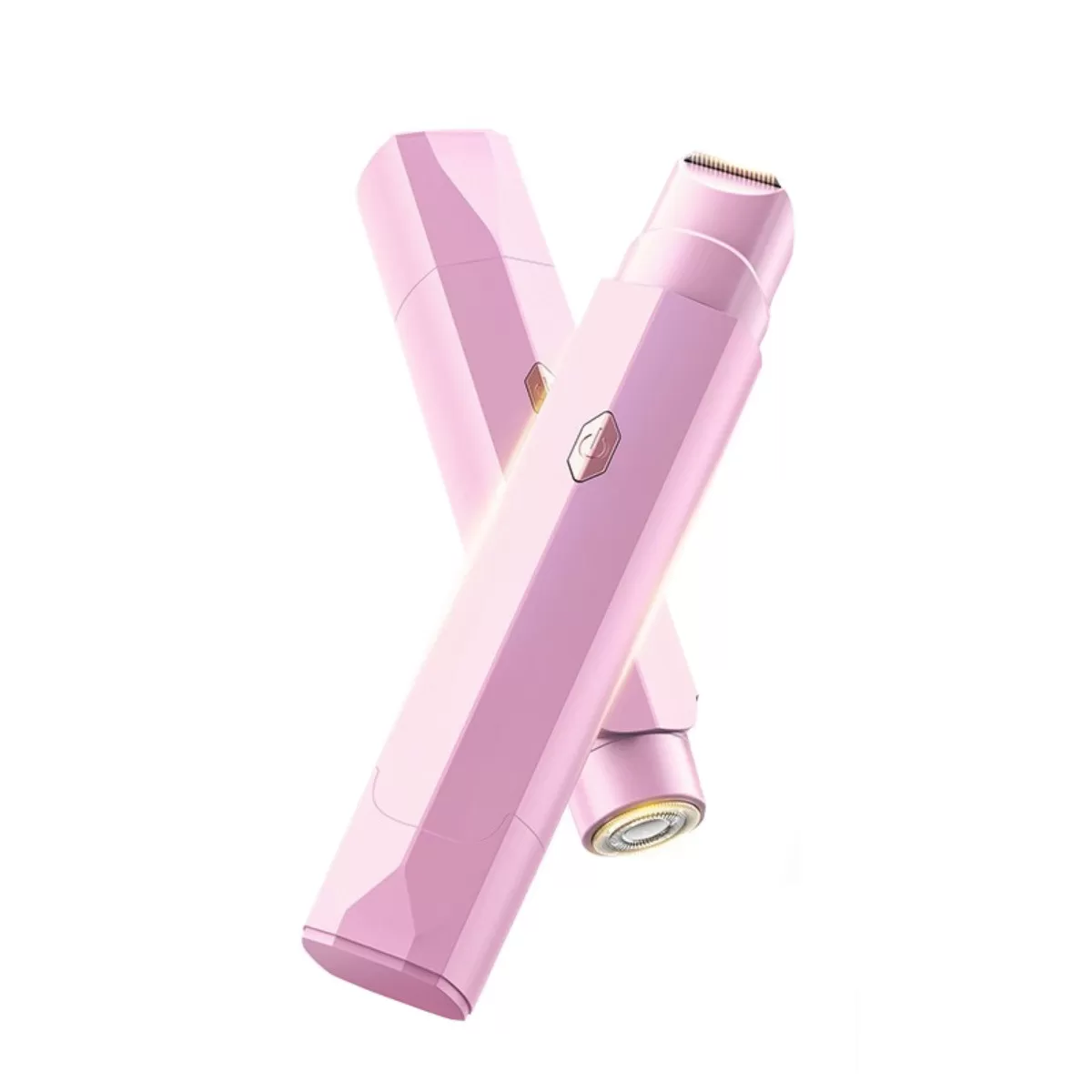 INF Uppladdningsbar elektrisk bikinitrimmer med dubbelt huvud, rostfritt stålblad, IPX6 och USB-C kompakt kropp Rosa