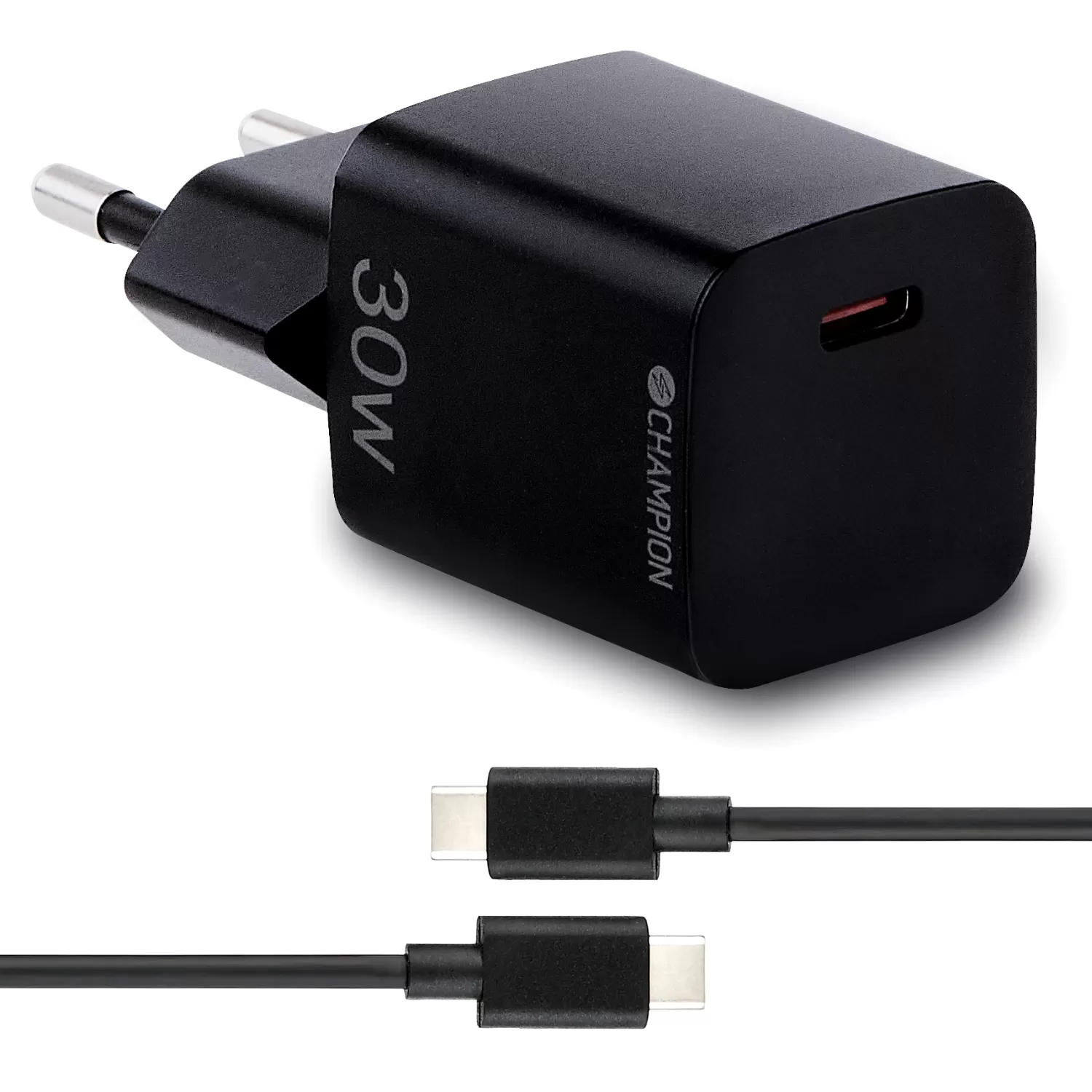 Champion Laddare 30W + USB-C Kabel Svart