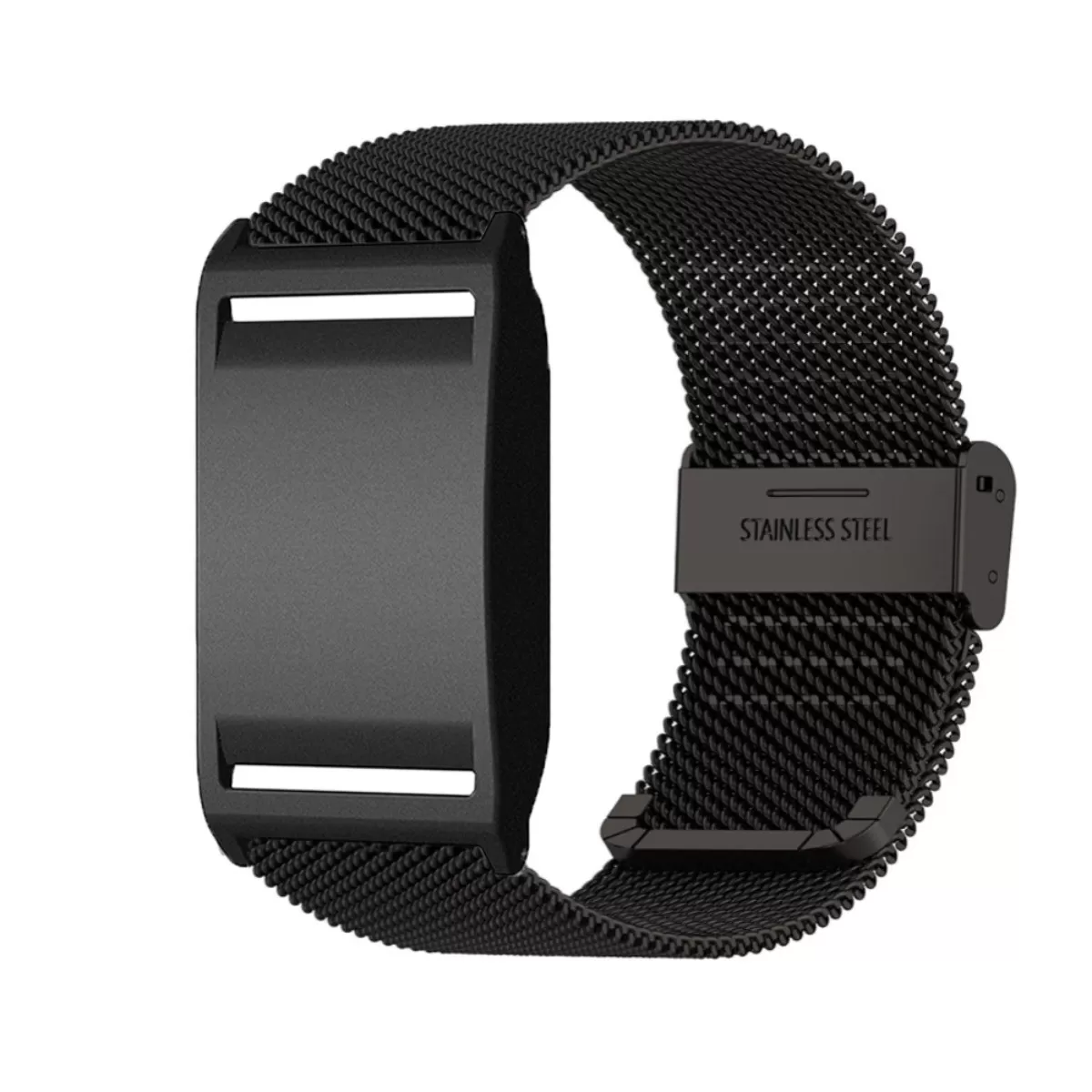 INF Svart rostfritt stål mesh-armband kompatibelt med Polar Loop - ersättningsband 24cm x 2.2cm