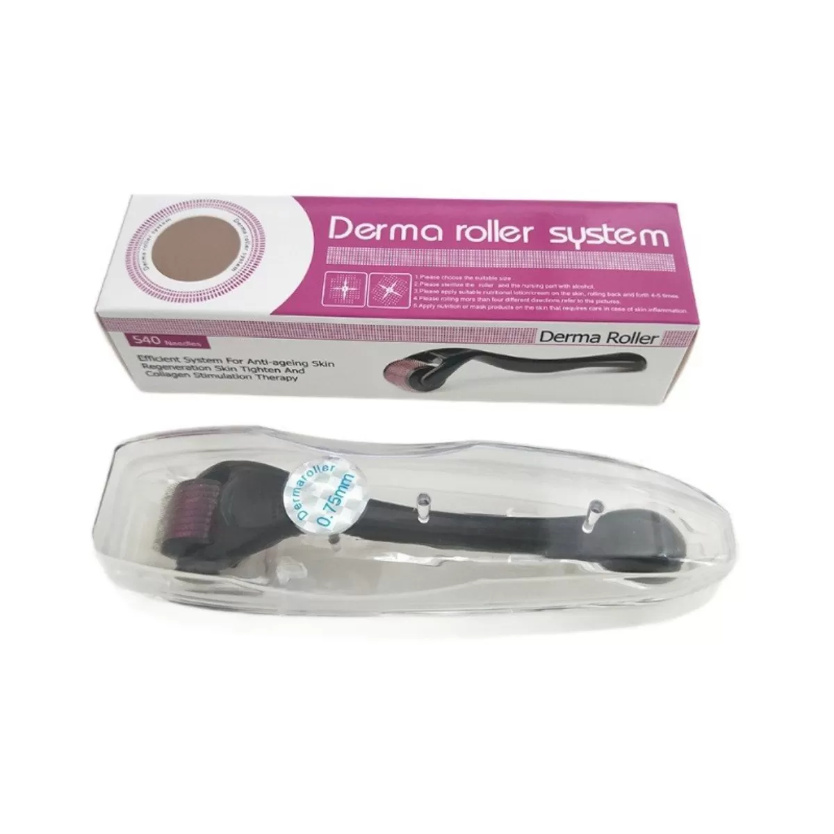 INF Derma Roller Microneedle 02 – 540 nålar 2.0mm, svart ABS för ansikte och kropp (hemmabruk)