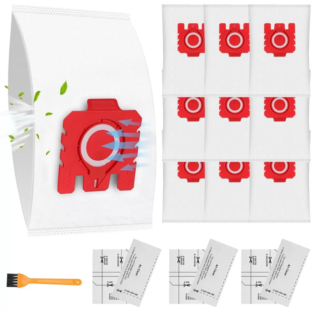 INF 10-pack FJM 3D högpresterande vakuumpåsar med filter kompatibelt med Miele Complete C1 Compact C1 Compact C2 S6 S4