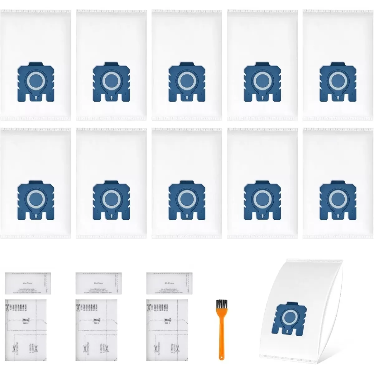 INF Ersättningsdammpåsar 10-pack vita ABS+non-woven kompatibelt med Miele GN för Classic C1, Complete C2, Complete C3, S2, S5,