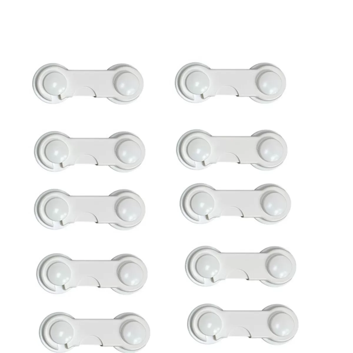 INF 10-pack multifunktionella korta säkerhetslås - transparenta självhäftande ABS-lås med klämskydd för skåp, kyl och toalett