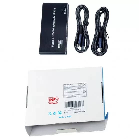 Switch KVM USB-C 2 Porte Con Uscita 8K@60Hz E 4K@120Hz – Alluminio, Compatibile Thunderbolt 3/4, Per Windows E Mac