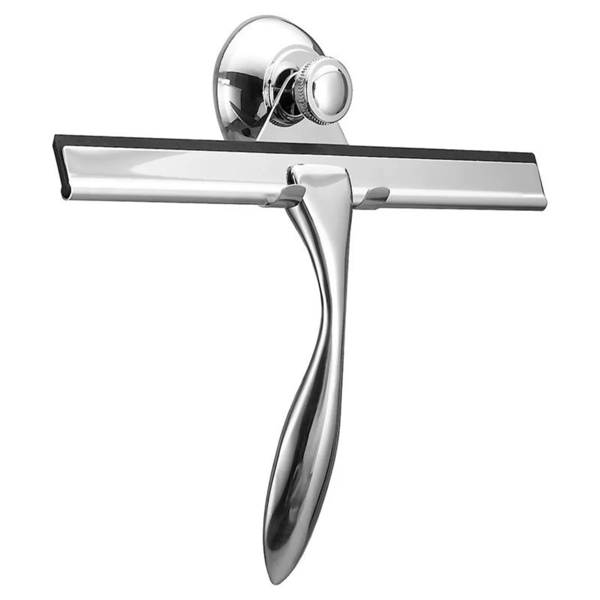 INF Fönsterraka i rostfritt stål med brett handtag och sugkoppskrok - Silver, 25.5cm för fönster, dusch, bil och kök