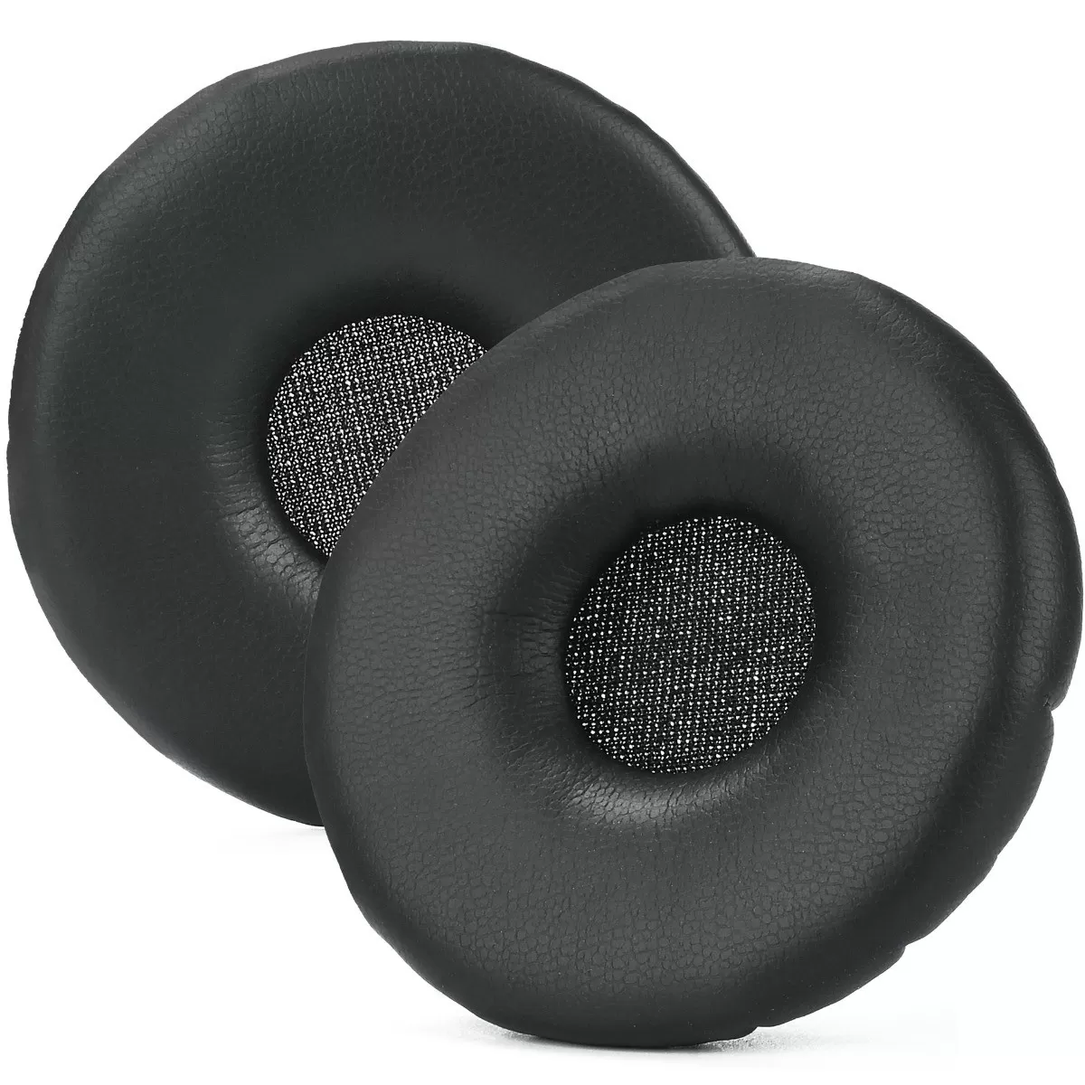 INF 2-pack ersättningshörkuddar Svart proteinläder memory foam, kompatibelt med Jabra Biz 2400 II och Plantronics T110