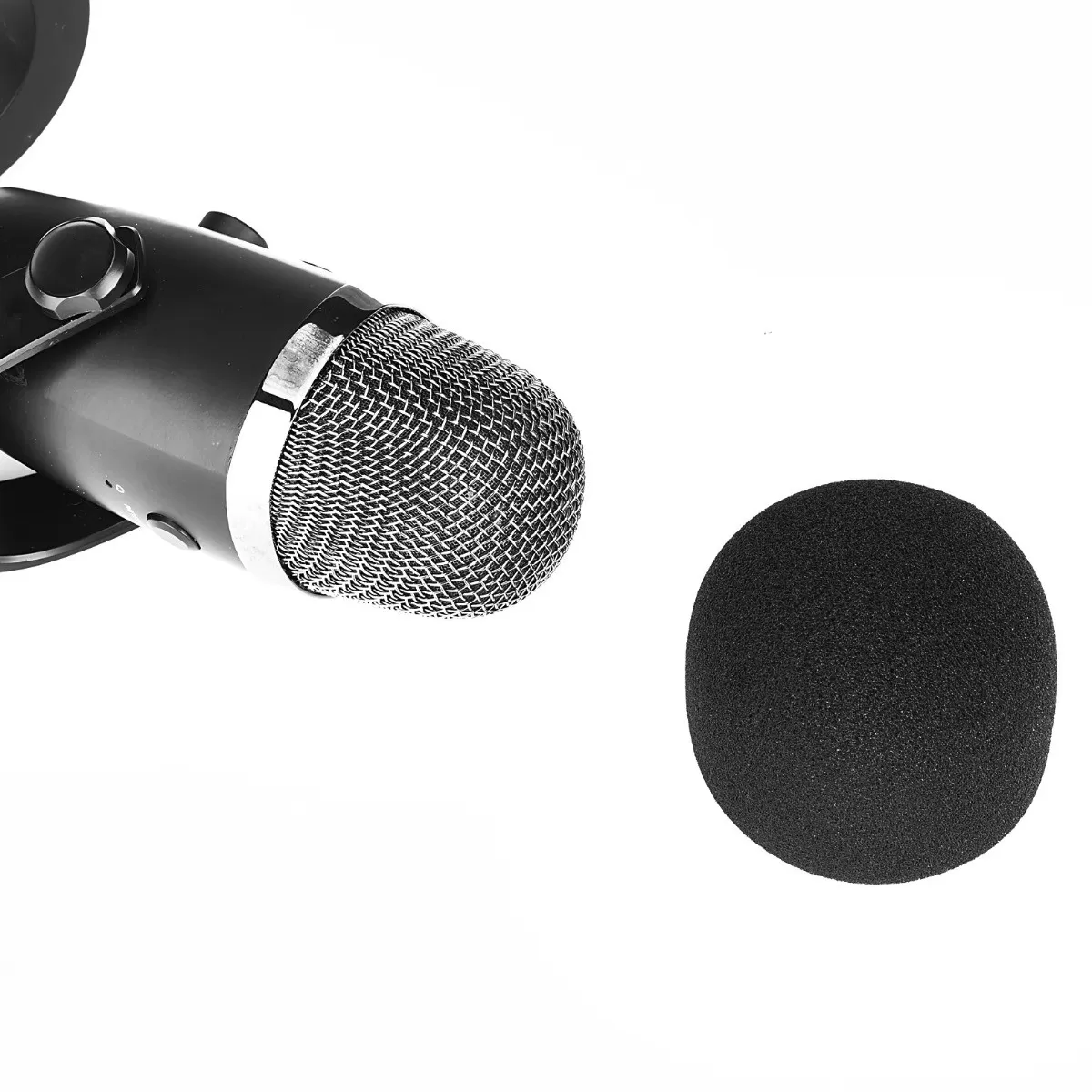 INF Svart skum popfilter kompatibelt med Blue Yeti Nano-mikrofon - skumvindskydd som minskar plosiver och luftljud, enkel