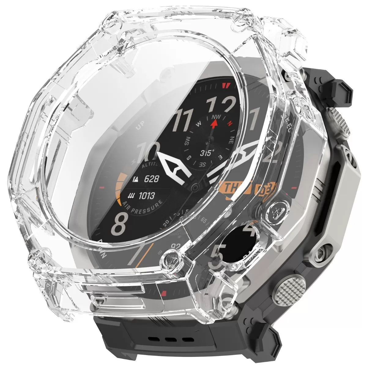 INF Integrerat PC-skal med härdat glas kompatibelt med Huami Amazfit T-Rex Ultra2 - Fulltäckande skydd och precisionspassform Transparent