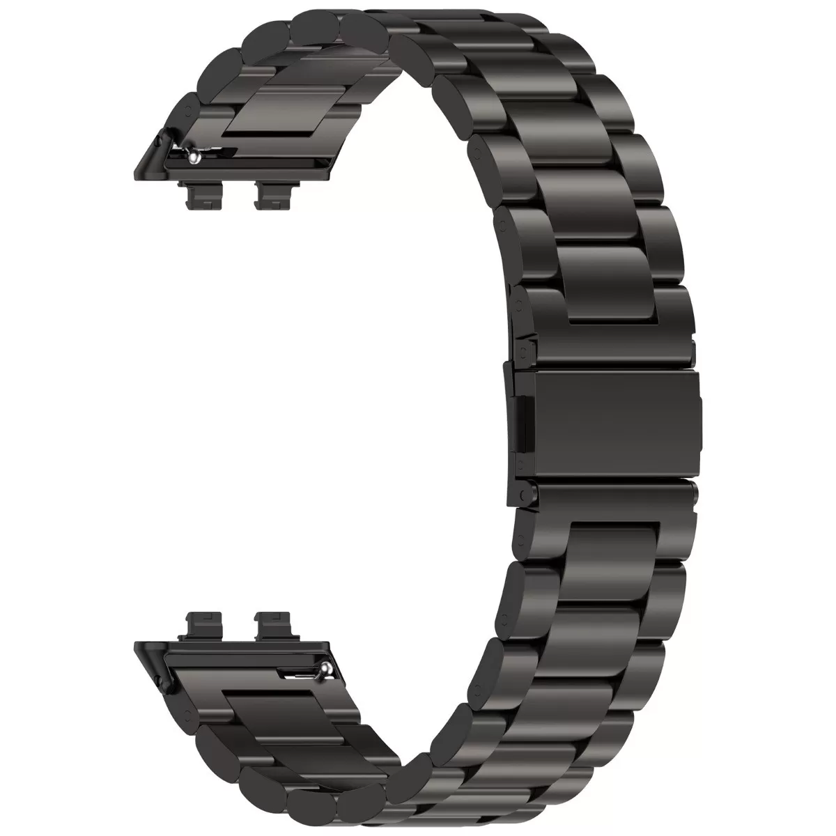 INF Tre-länk rostfritt stål armband kompatibelt med Huawei Band 11 / 11 Pro, justerbart 17.8cm x 2.08cm, flera färger Svart