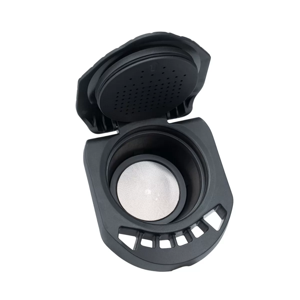 INF Återanvändbar kaffekapselbehållare med skedborste – svart PP, påfyllbar kapselbehållare, kompatibelt med Dolce Gusto,